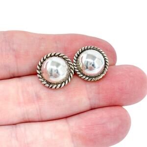 Vintage Sterling Silver 925 Mexican Taxco TH-93 Stud Earrings